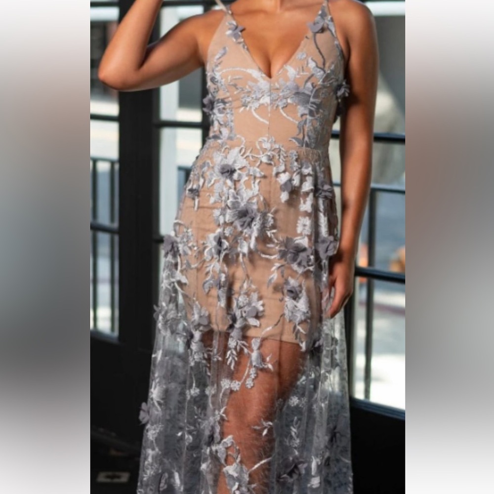 Dress the Population Strapless Floral Lace Dress